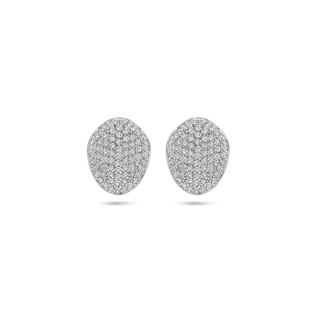 oorknoppen zirkonia 13 mm zilver gerhodineerd
