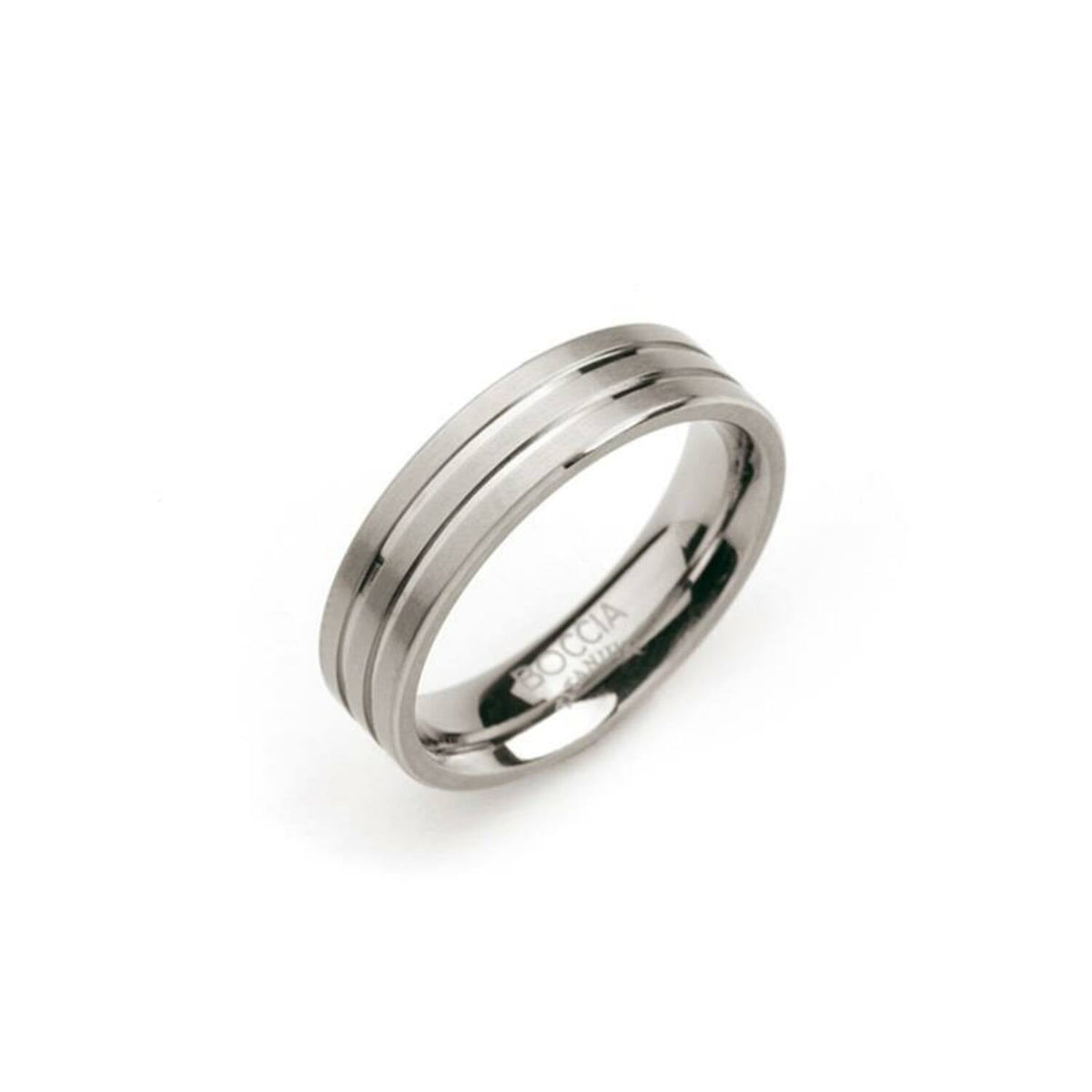 Titanring mit zwei horizontalen Rillen und glänzender Oberfläche