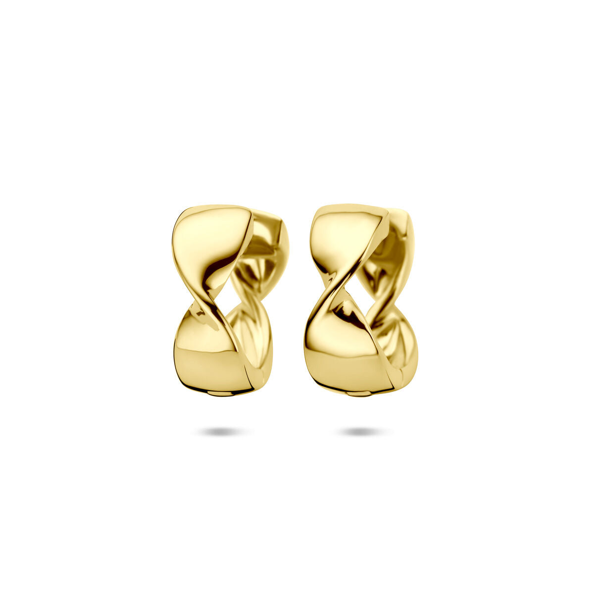 Vergoldete Silber Klappohrringe für Damen in geschwungener Form, 15 x 6 mm