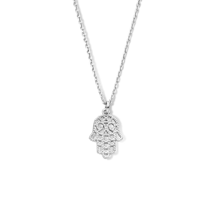 Halskette Hand der Fatima 40 + 4 cm Silber rhodiniert
