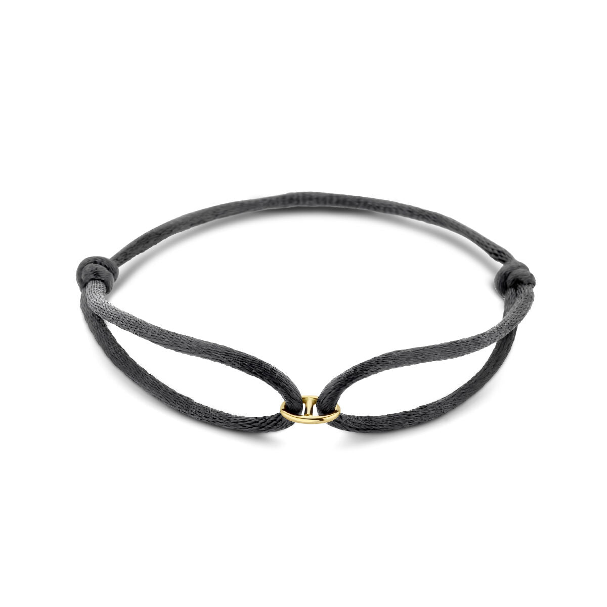Armband aus Satin mit 14K Gold und schwarzem Gummi/Nylon/Leder