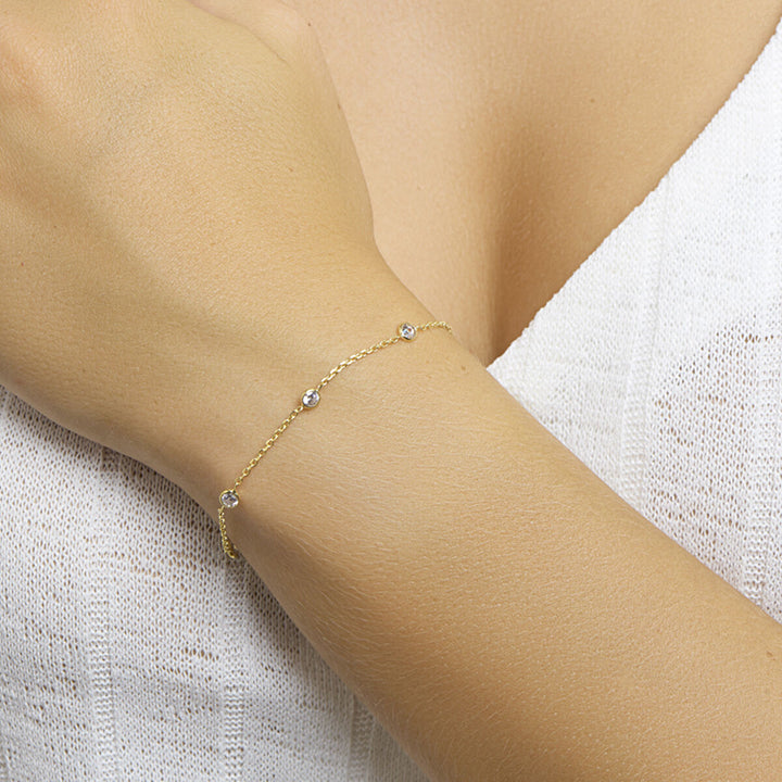 Armband Zirkonia 17 + 2 cm 3 Micron Silber vergoldet (gelb)