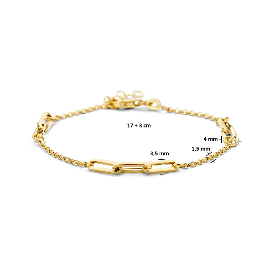 Goldarmband Damen Jasseron und Büroklammer 14K