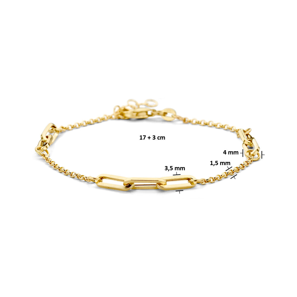 Goldarmband Damen Jasseron und Büroklammer 14K