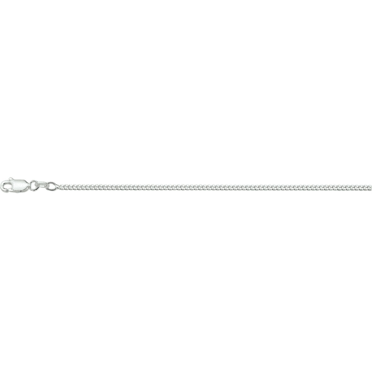 Collier aus 4-seitig geschliffenem 2,1 mm weißem Silber mit Karabinerverschluss