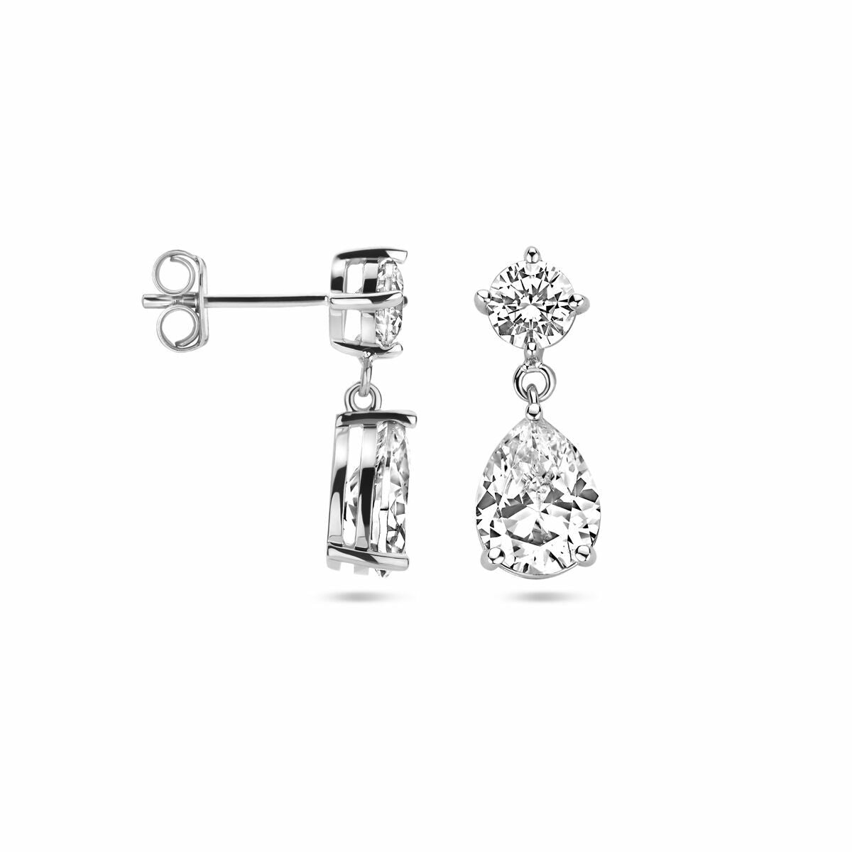 Ohrhänger Zirkonia 20 mm rhodiniertes Silber