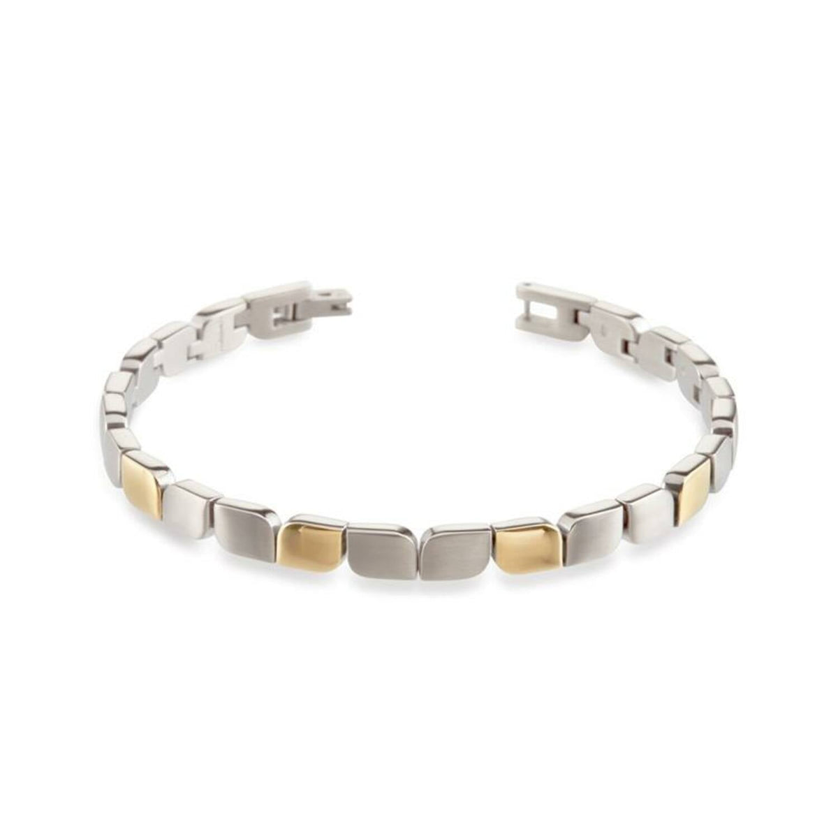 Bicolor Armband aus Titan mit silbernen und goldenen Elementen in rechteckiger Form