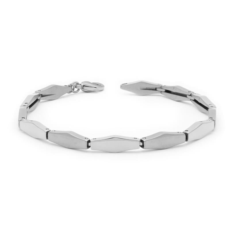 Titan-Armband mit glänzenden, rechteckigen Gliedern und Karabinerverschluss