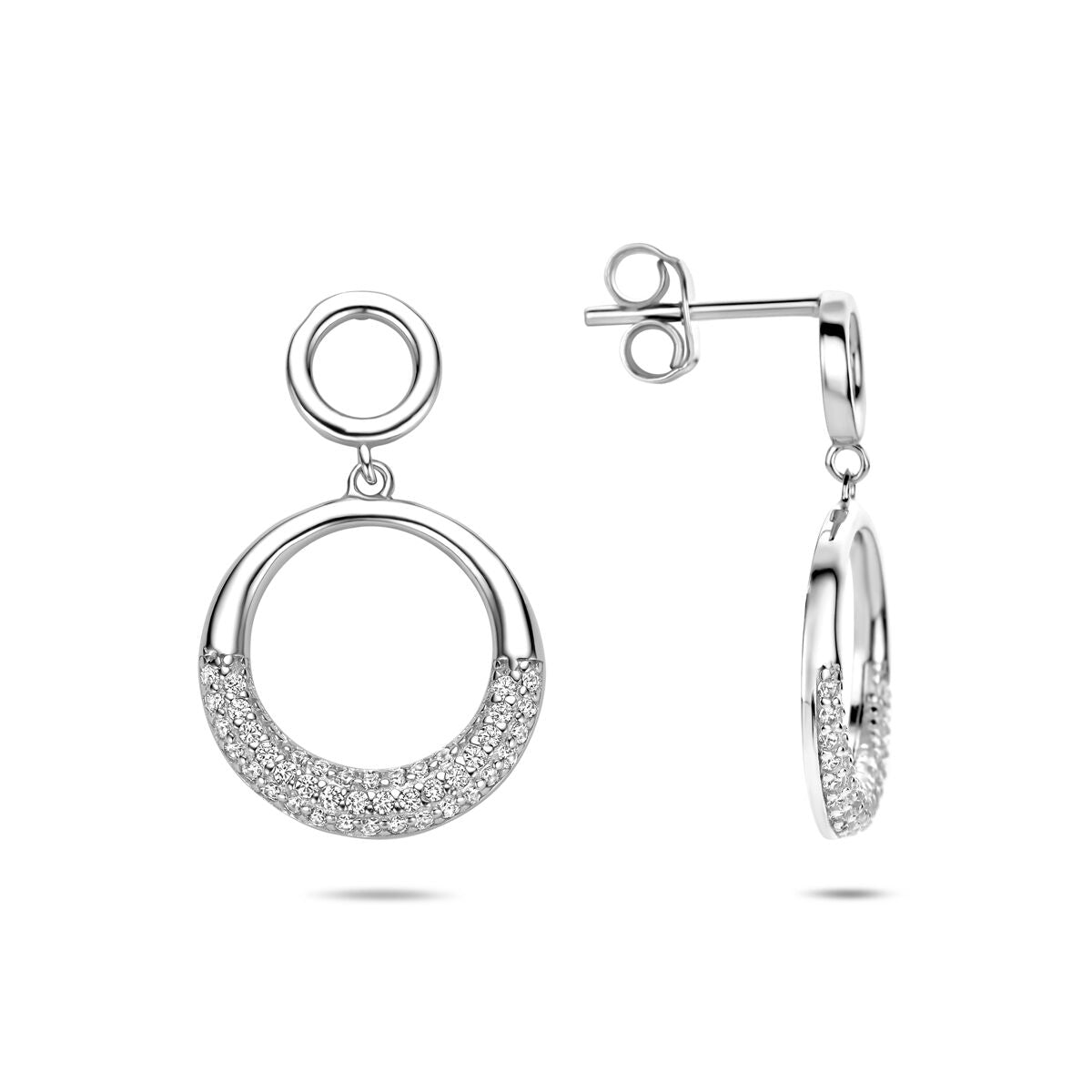 Silberne Ohrhänger mit Zirkonia – rhodiniertes 925er Silber