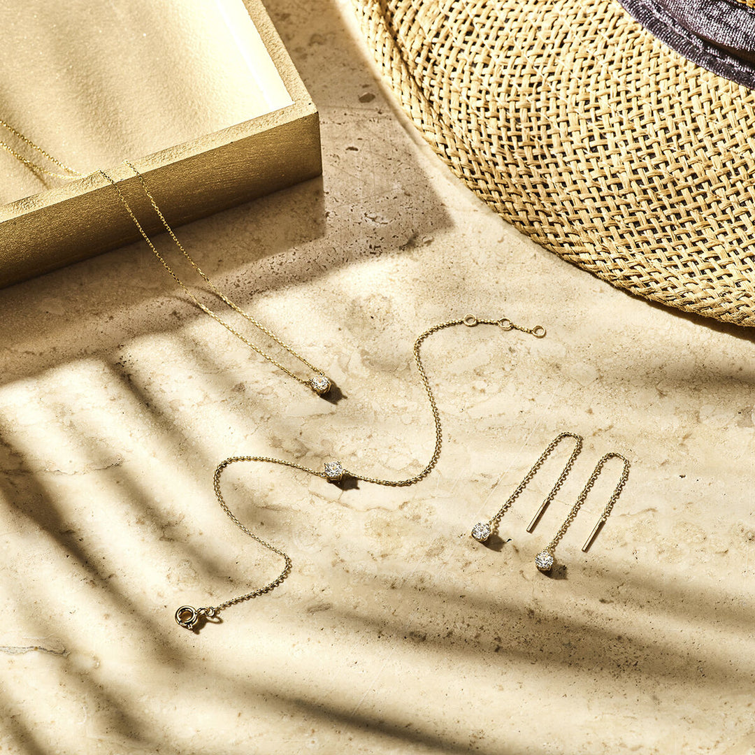 Durchsteckohrringe Zirkonia 14K Gelbgold