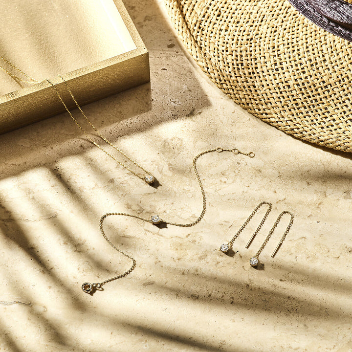 Durchsteckohrringe Zirkonia 14K Gelbgold