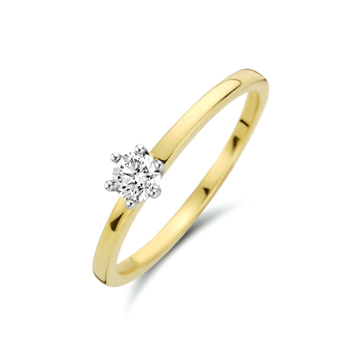 Ring aus 14K bicolor Gold mit einem Diamanten von 0,20 ct in der Mitte