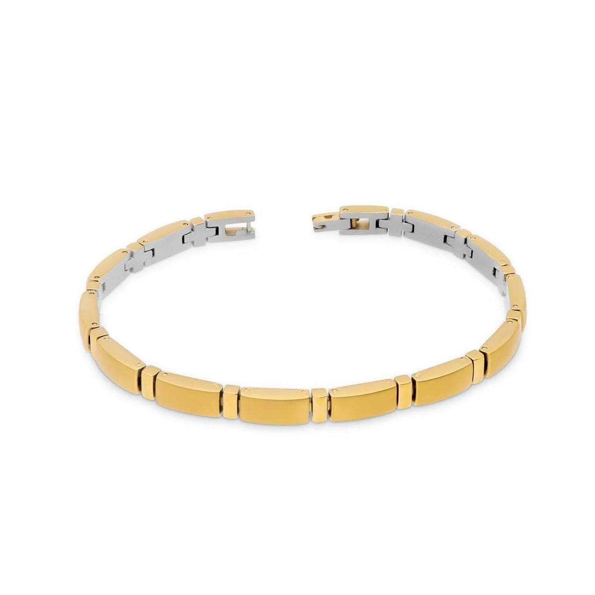 Titan-Armband mit goldfarbenen und silbernen Elementen in rechteckiger Form