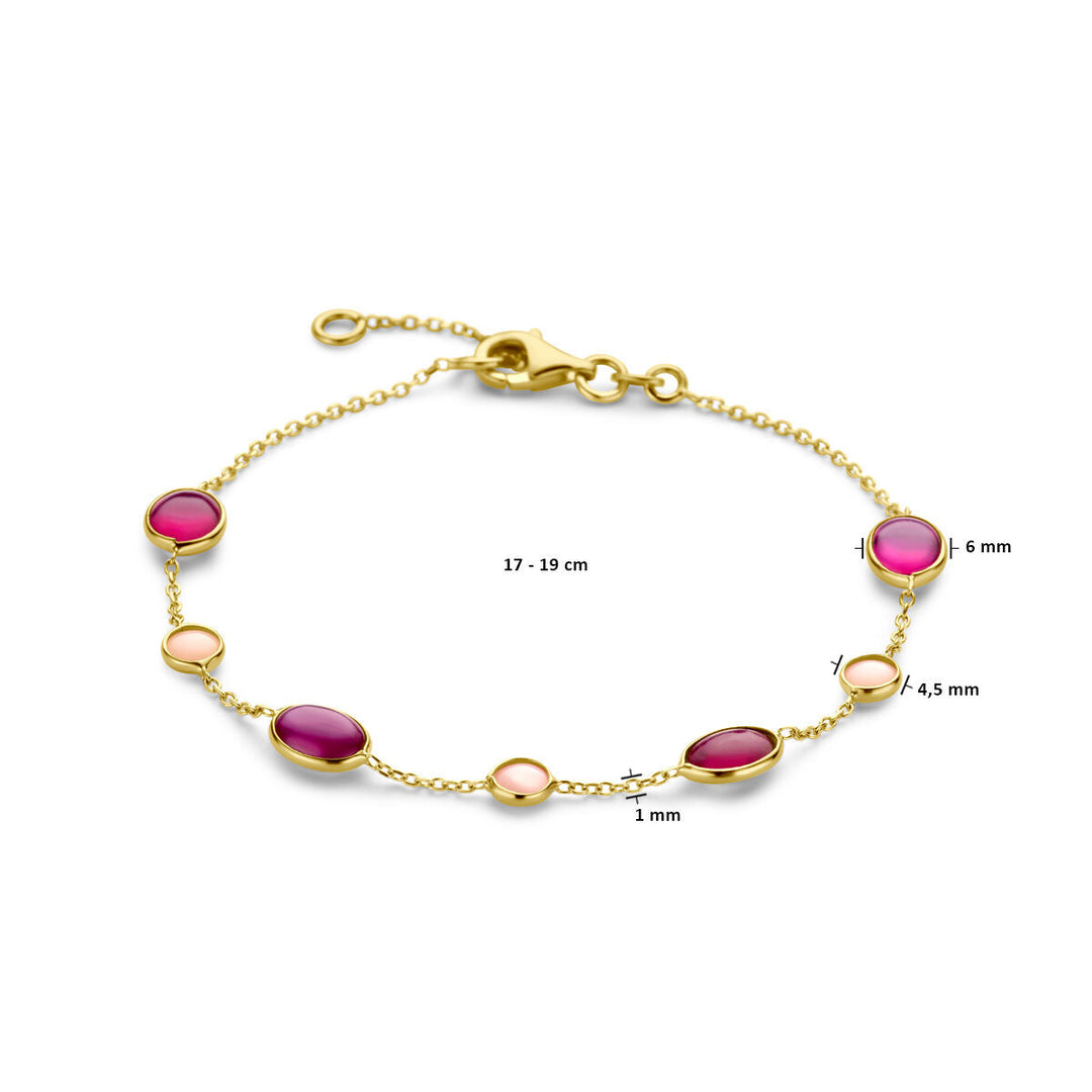 Goldarmband Damen rosa Opal und Rubin 14K