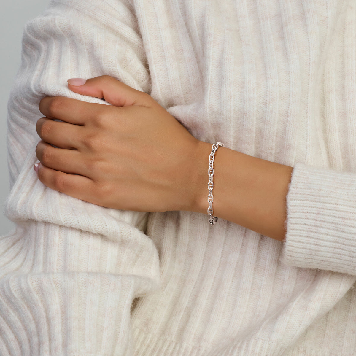 Armband Marineblau 5,8 mm 19 cm mit großer Federschließe Silber rhodiniert