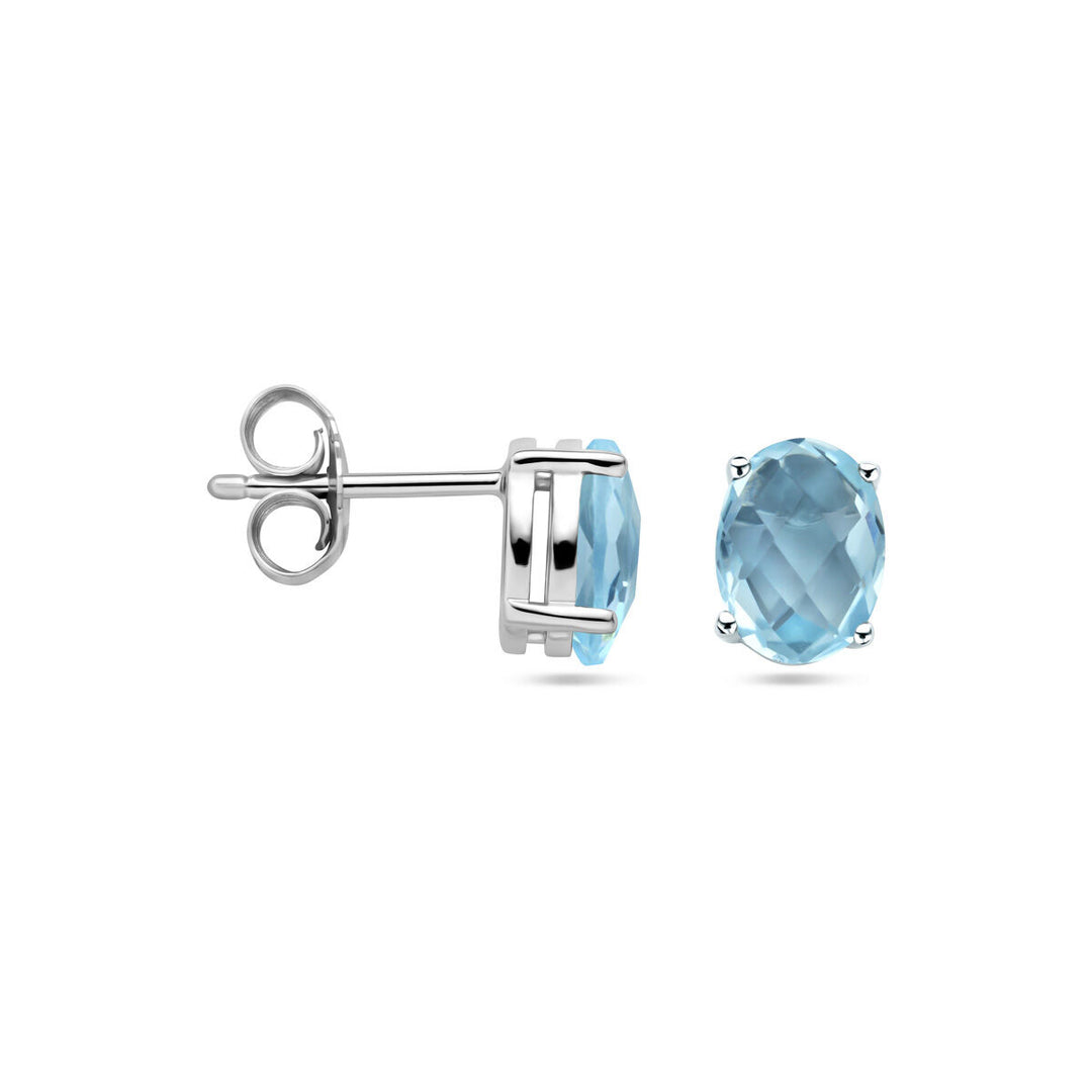 Ohrstecker Blautopas Silber rhodiniert
