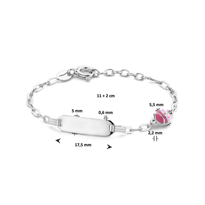 Gravurarmband Marienkäferplättchen 5,0 mm 11 + 2 cm Silber rhodiniert