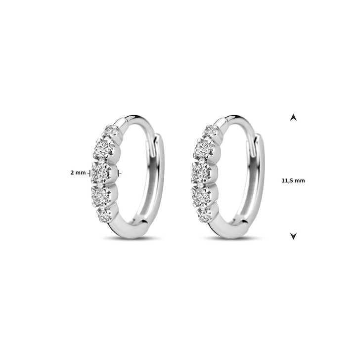 klapoorringen zirkonia 11,5 mm zilver gerhodineerd