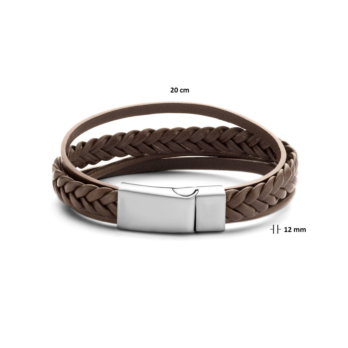 Armband Leder braun 12mm Edelstahl