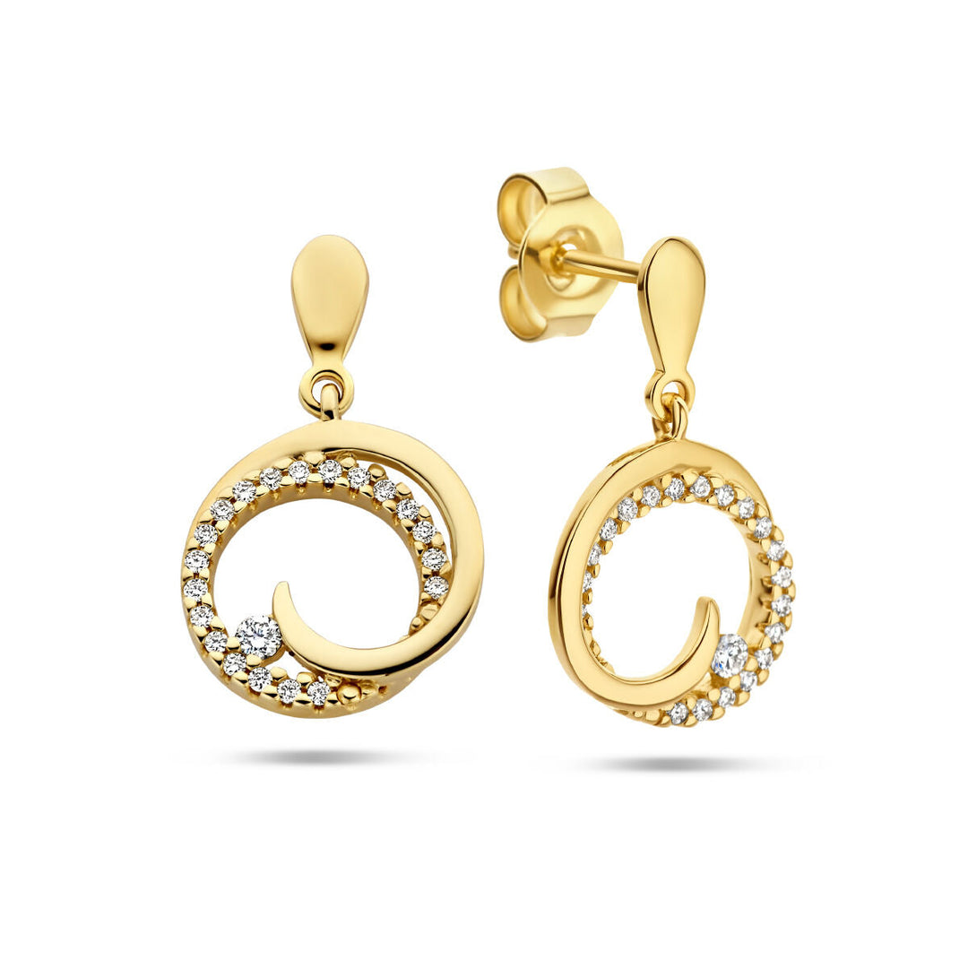 Ohrringe runder Diamant 0,14 ct (2x0,07 ct) H SI 14K Gelbgold