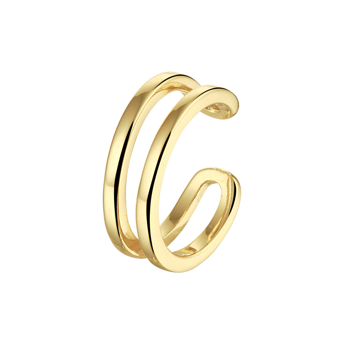 Ear Cuff aus 1 Mikron vergoldetem Silber in geschwungener Form mit zwei parallelen Ringen