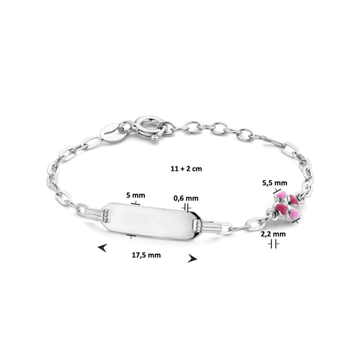 Gravurarmband Kleeblatt 5,0 mm 11 + 2 cm Silber rhodiniert