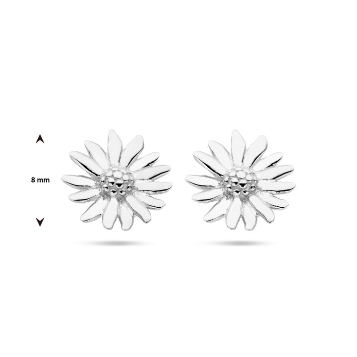 Gänseblümchen-Ohrstecker, Silber rhodiniert