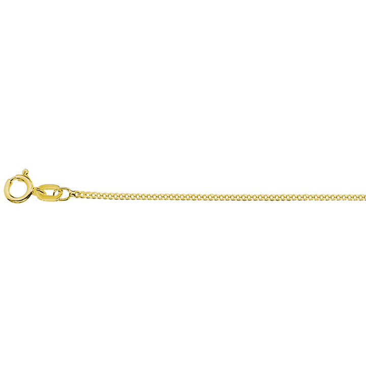Een close-up van het Van der Kooij Collectie collier gourmette 4-zijdes geslepen 1,2 mm, 41 + 4 cm, 3 micron zilver verguld (geel), afgebeeld op een witte achtergrond - ideaal als dames ketting of om te combineren met andere goudstukken.