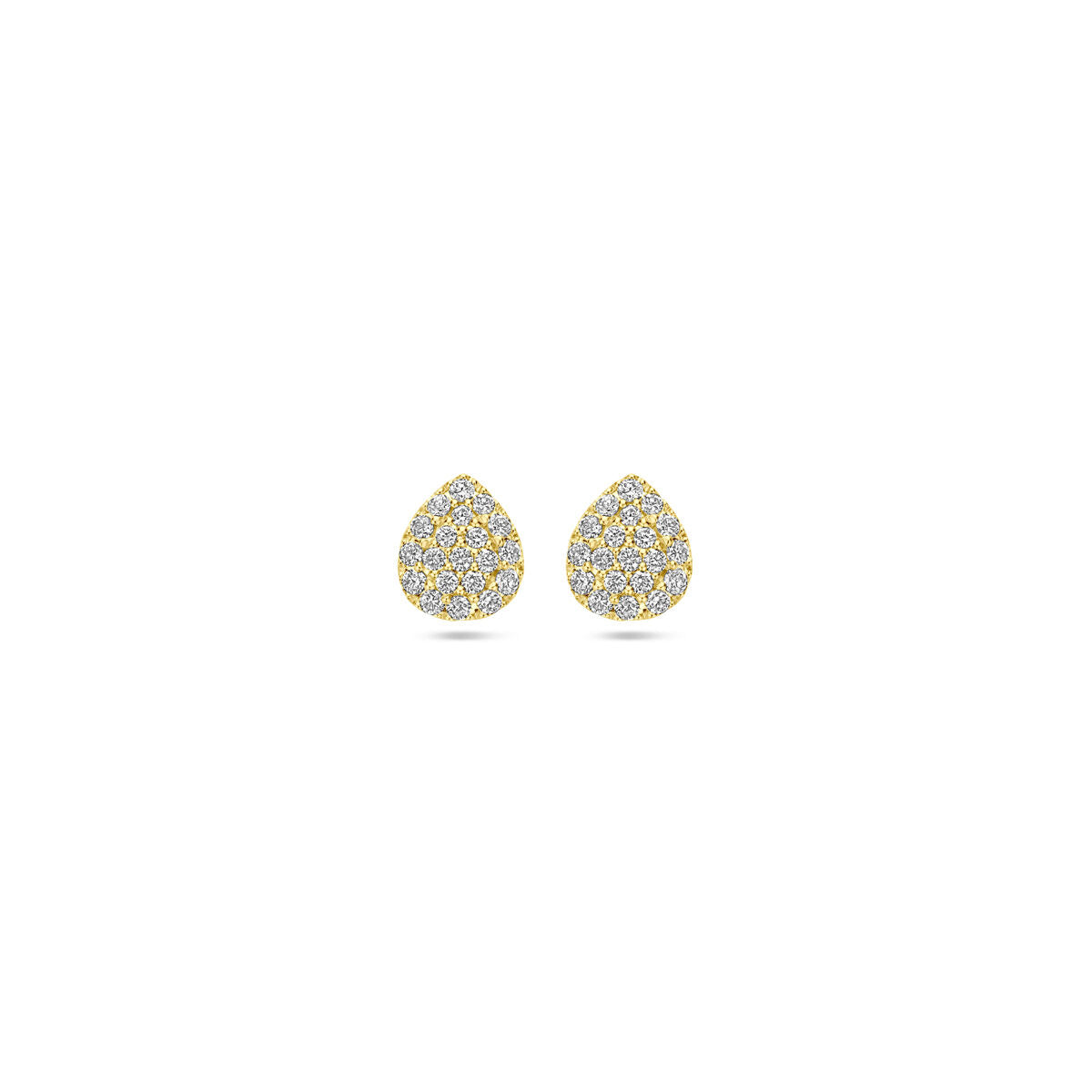 Ohrstecker in Tropfenform aus 14K Gelbgold mit 0,21 ct Diamanten (2x 0,105 ct) und 6 mm Durchmesser