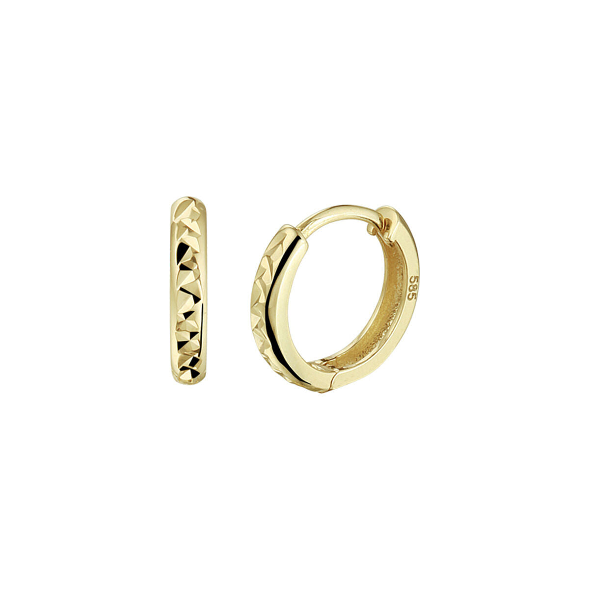 Klapp-Ohrringe aus 14K Gelbgold mit diamantierter Oberfläche und geometrischem Muster
