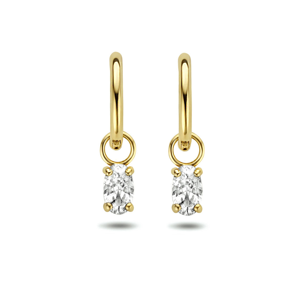 Klapp-Ohrringe aus 14K Gelbgold mit Zirkonia in ovaler Form