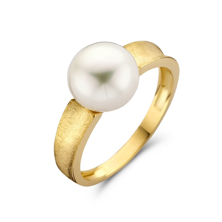 Ring Perle zerkratzt 14K Gelbgold