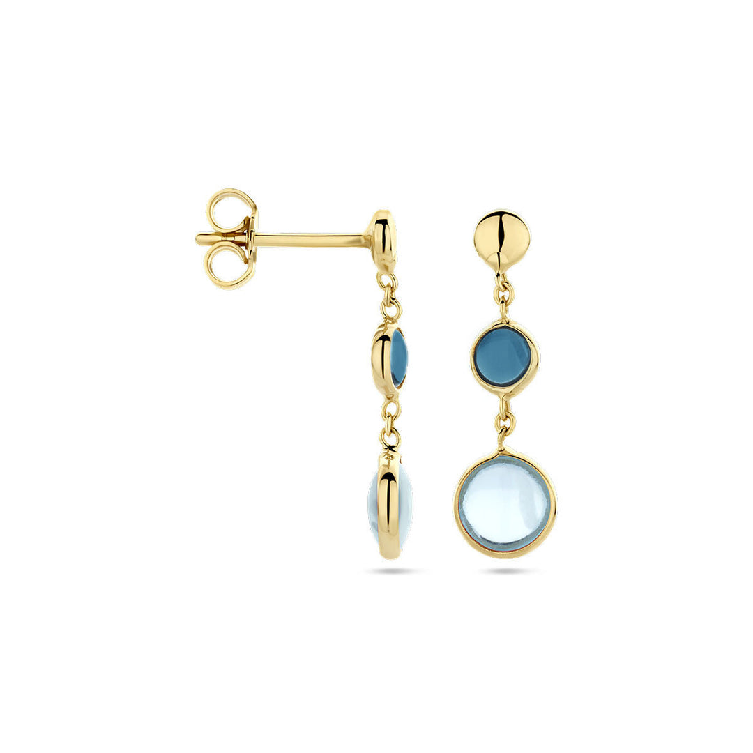 Ohrringe Blautopas und London Blue Topas 14K Gelbgold