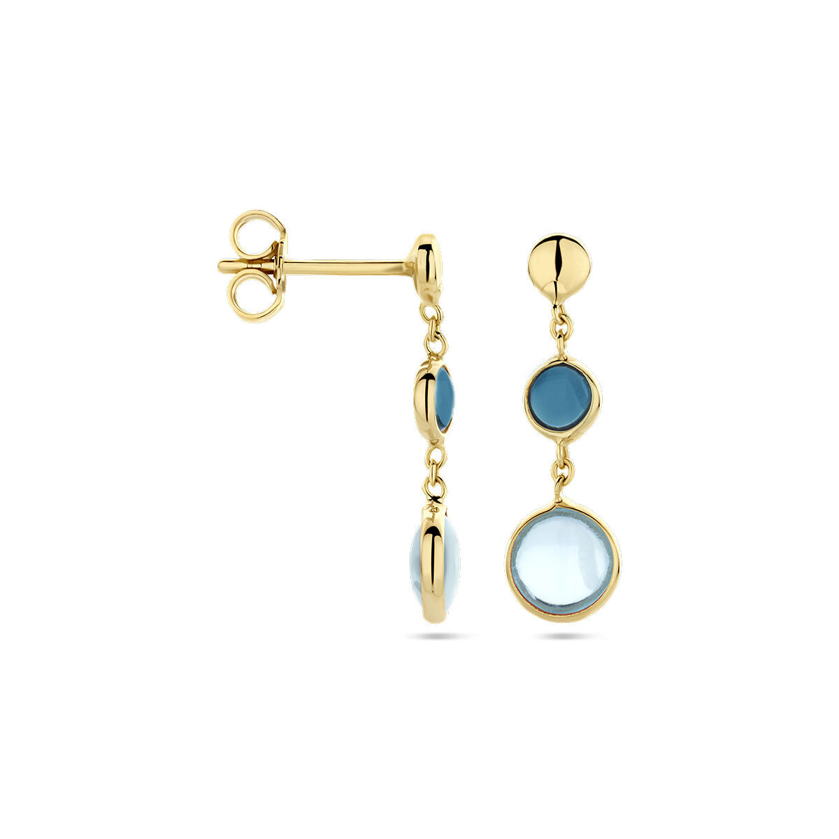 Ohrringe Blautopas und London Blue Topas 14K Gelbgold