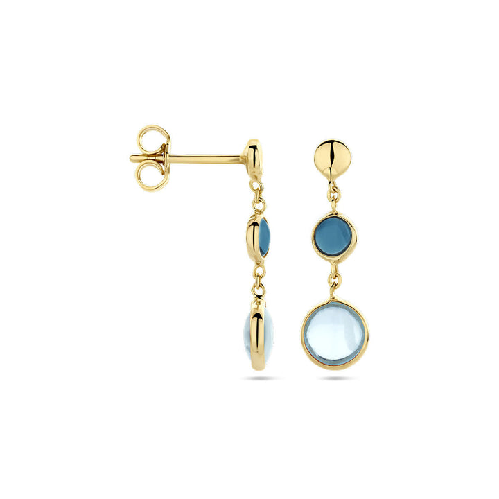 Ohrringe Blautopas und London Blue Topas 14K Gelbgold