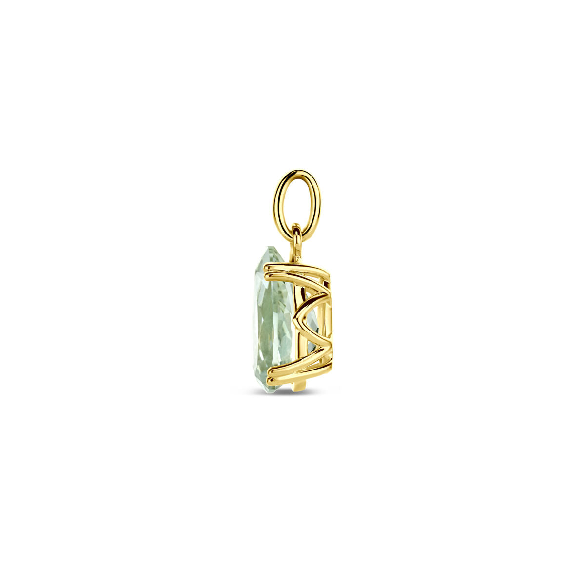 Anhänger grüner Amethyst 18 mm 14K Gelbgold
