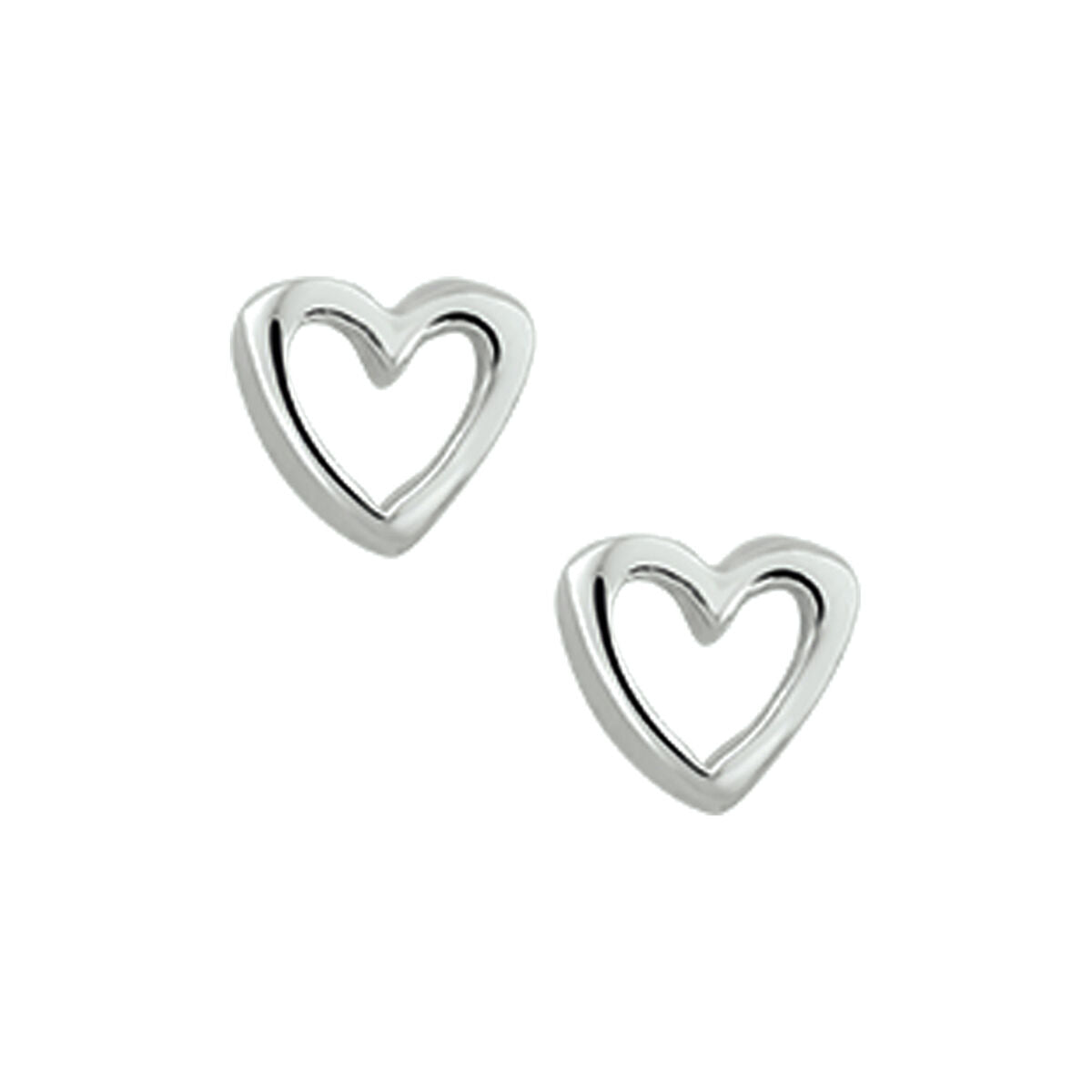 Ohrstecker in Herzform aus silbernem Metall mit weißer Oberfläche