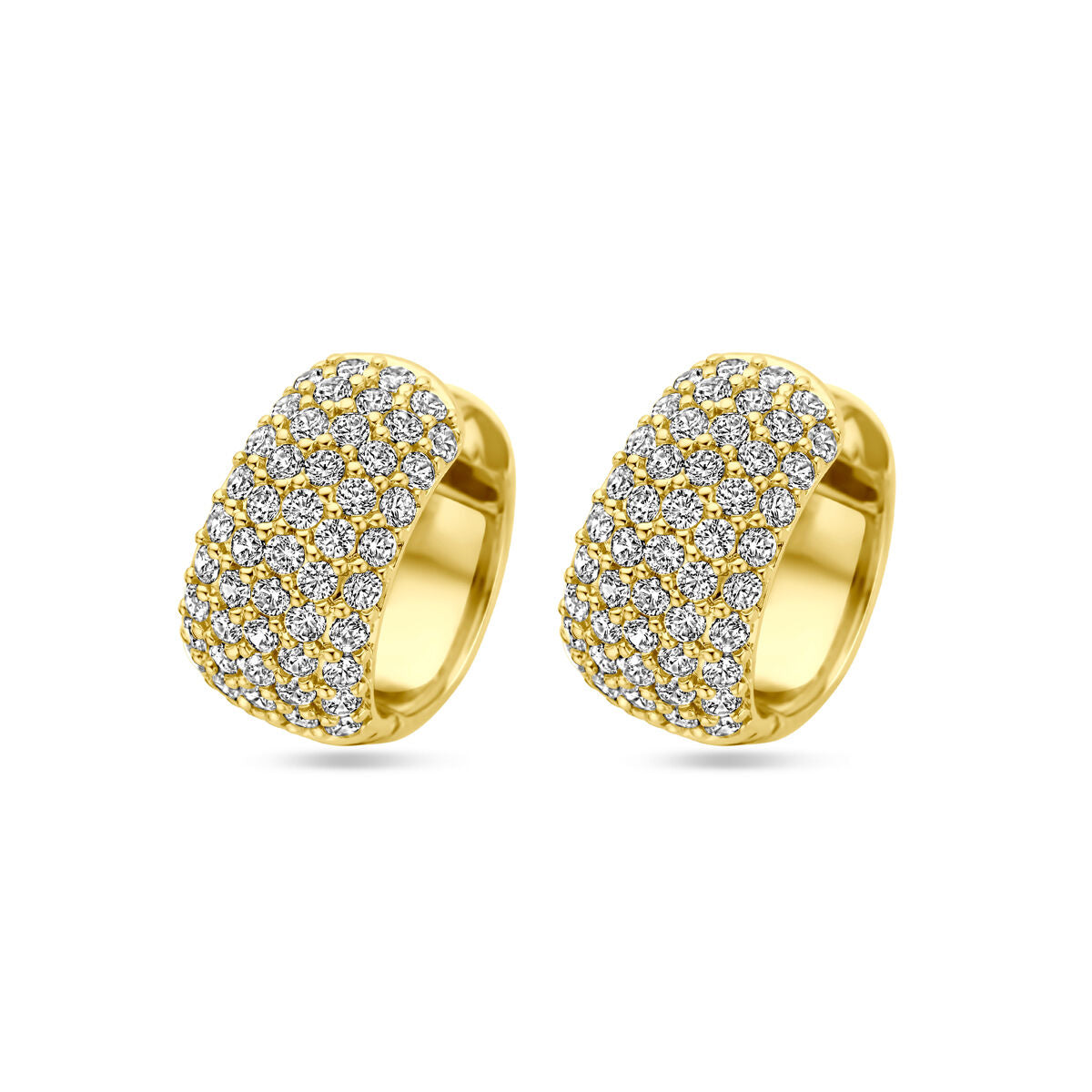 Klapp-Ohrringe aus vergoldetem Silber mit Zirkonia, 16 mm, in gelber Farbe