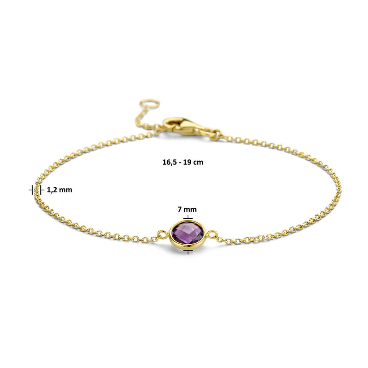 Armband Amethyst 16,5 - 19 cm 14K Gelbgold