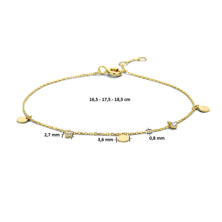 Goldarmband Damen runder Zirkonia 14K