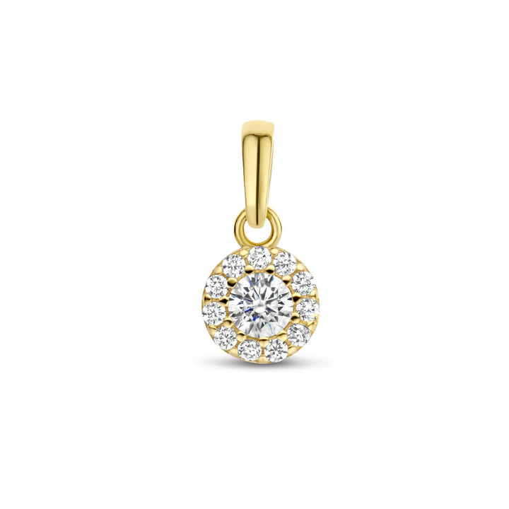 Anhänger Zirkonia Halo 14K Gelbgold