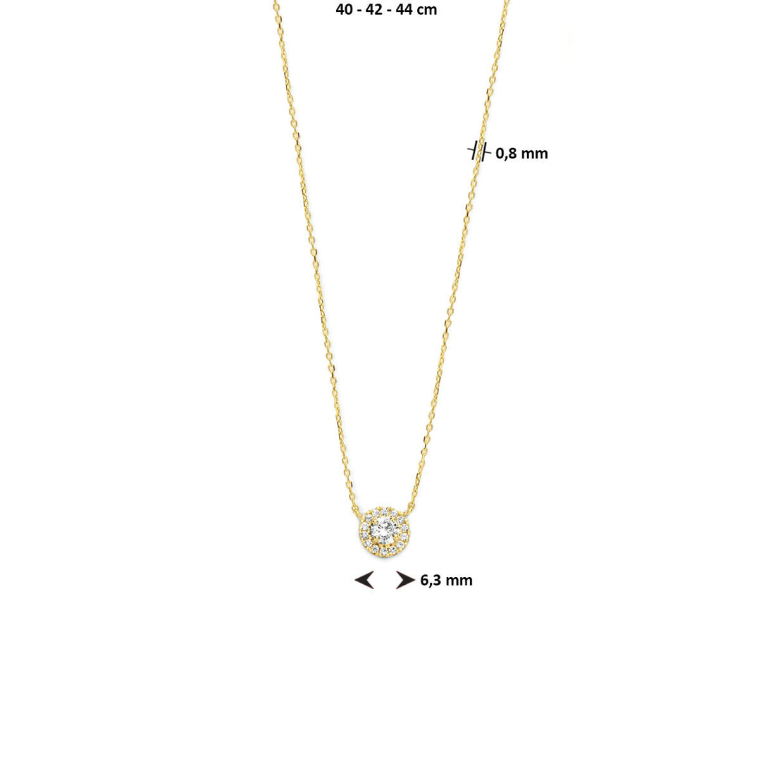 Zirkonia-Halskette 40 - 42 - 44 cm Halo 14K Gelbgold