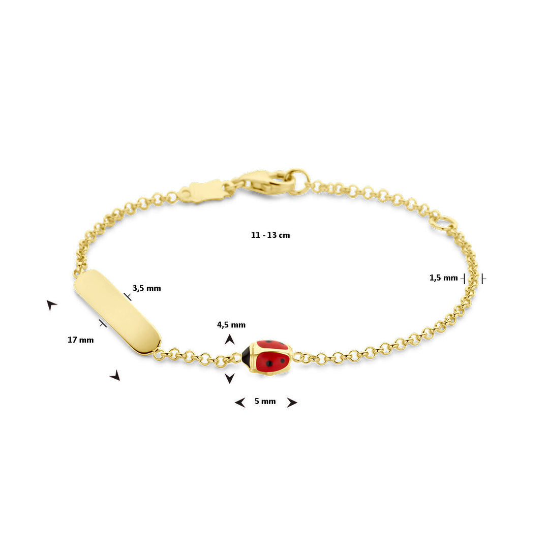 Babyarmband Gold Marienkäferplatte 3,5 mm 14K