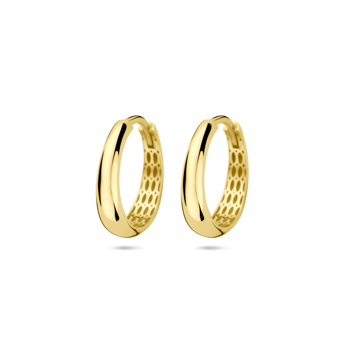 Klapp-Ohrringe aus 14K Gelbgold mit glatter Oberfläche und 18 mm Durchmesser