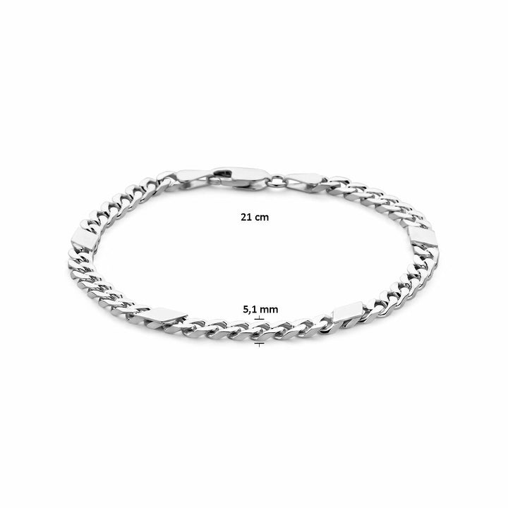 Armband Gourmette mit Abstandshalter 5,1 mm 21 cm 6-seitig geschliffen silberweiß