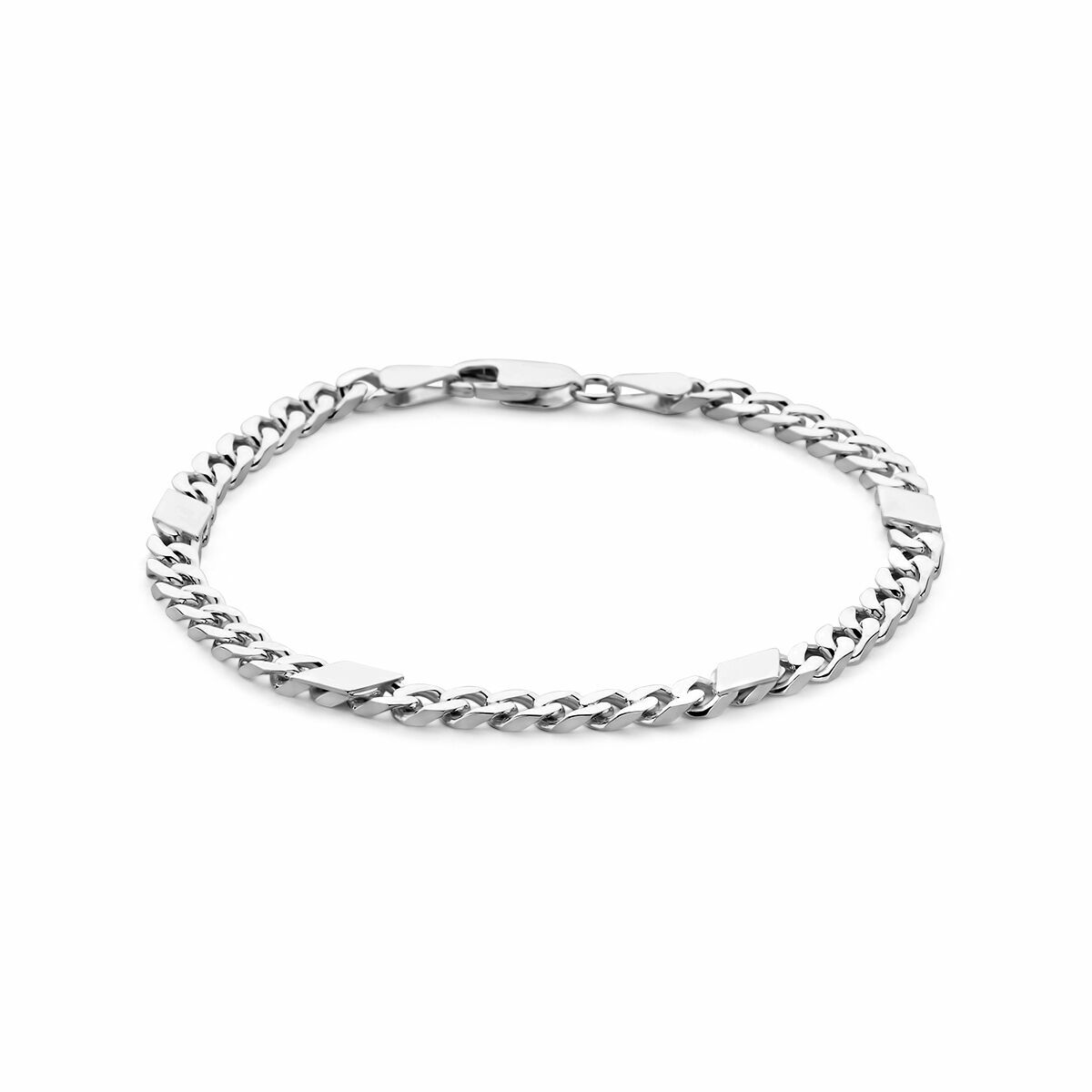 Armband aus 6-seitigem, geschliffenem Silber mit Zwischenstück, 21 cm lang und 5,1 mm breit