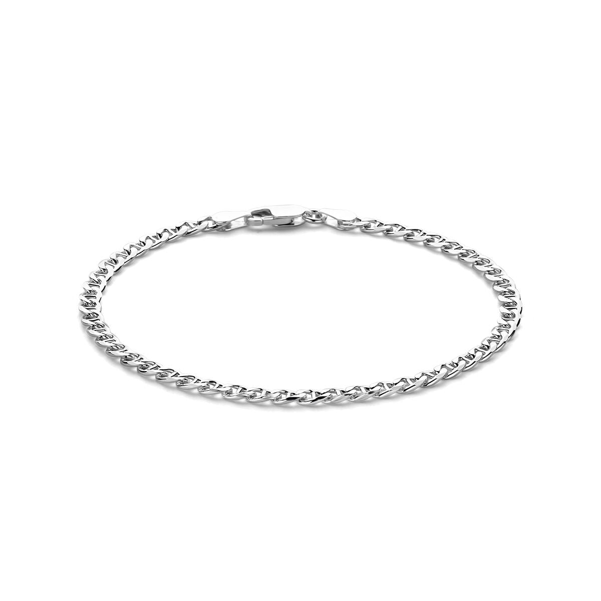 Armband aus 3,8 mm breiten Gourmette-Gliedern in Silber mit Karabinerverschluss, 21 cm lang