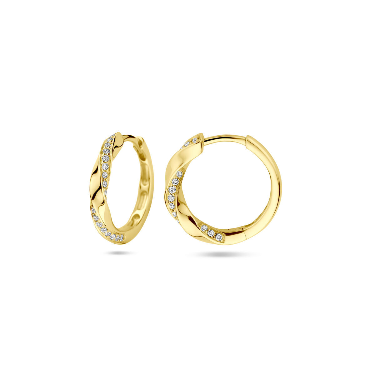 Klappcreolen Diamant 0,20ct (2x 0,10ct) H SI 15 mm 14K Gelbgold