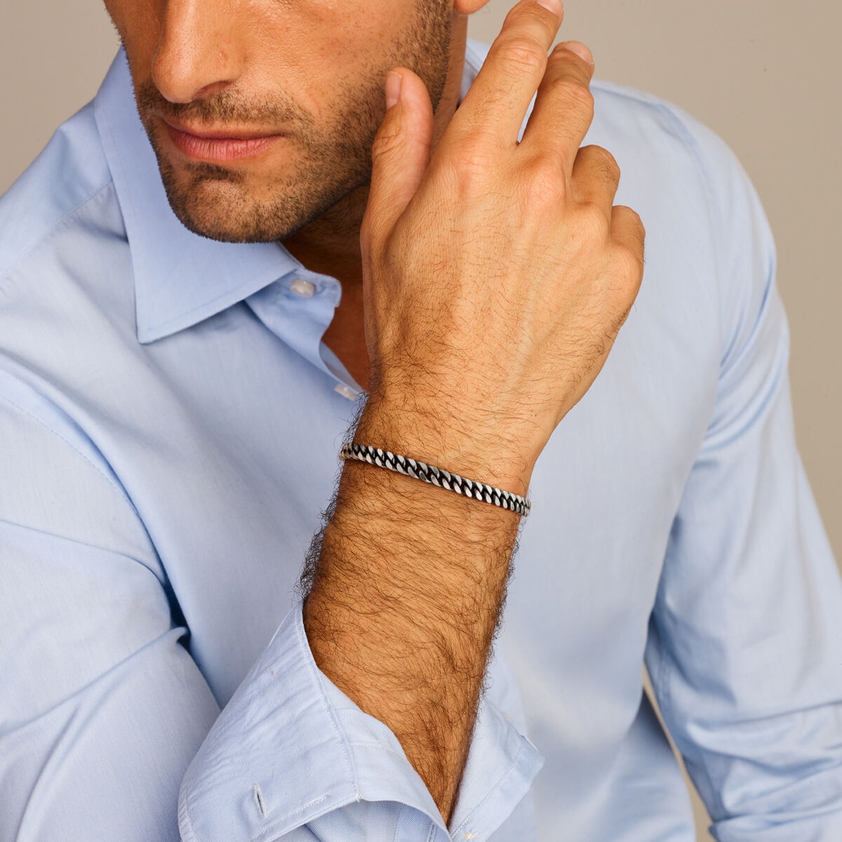 Gourmette 6-seitig geschliffenes Oxi 5,0 mm Silber oxidiert