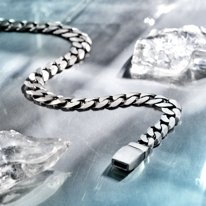 Armband Gourmette 8-eckig geschliffen 8,2 mm Silber oxidiert